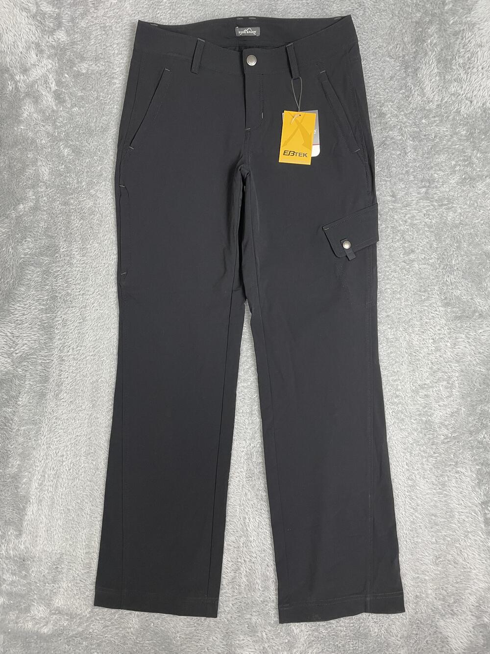 Eddie Bauer EBTEK Pants Womens 4 Black Cargo Straight Leg Stretch Hiking Outdoor